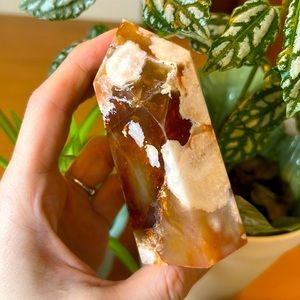 Carnelian and Flower Agate Crystal Tower